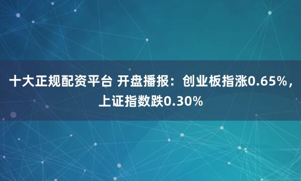 十大正规配资平台 开盘播报：创业板指涨0.65%，上证指数跌0.30%